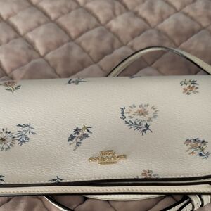 Coach Cream Floral Mini Crossbody with Gold Logo